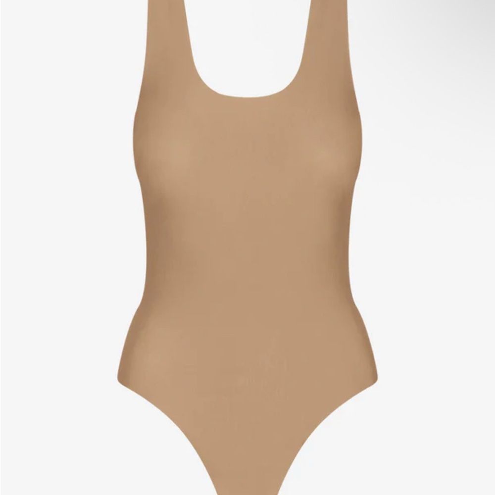 Commando Butter tank Bodysuit Scoop Neck One-Piece Swimsuit in Camel